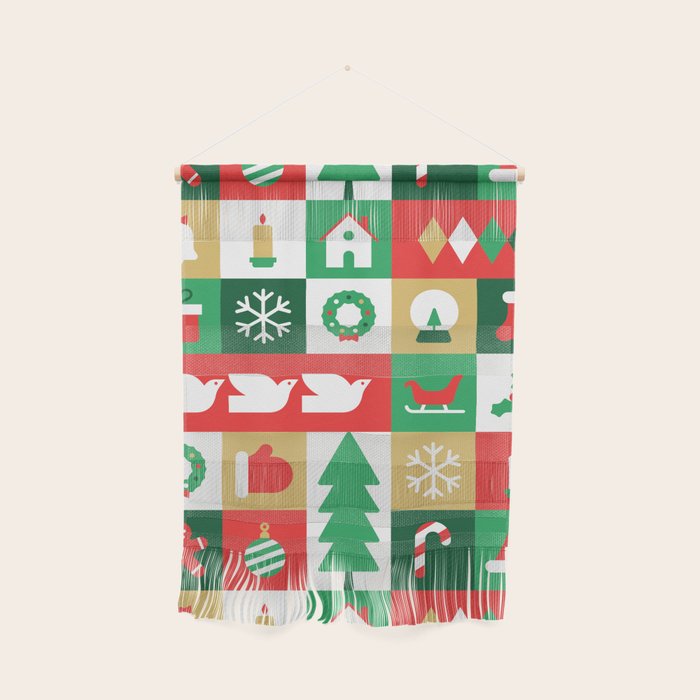 Christmas geometric mosaic art pattern Wall Hanging Gallery Image 1