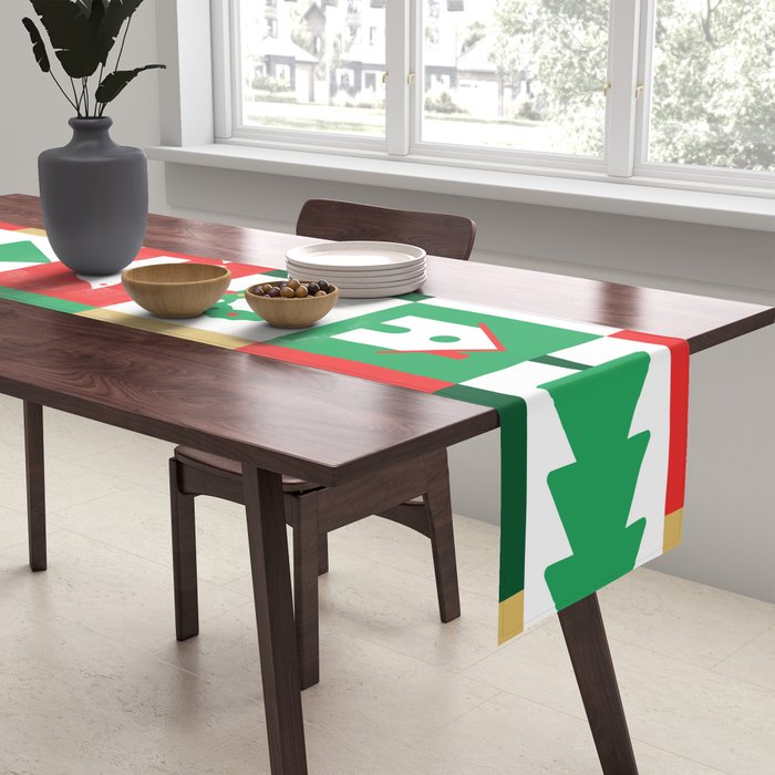 Christmas geometric mosaic art pattern Table Runner Gallery Image 2