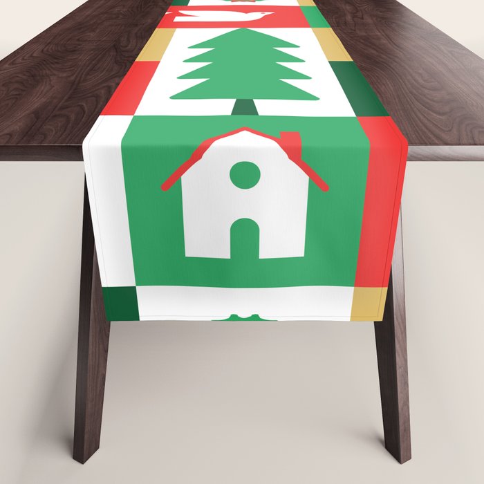 Christmas geometric mosaic art pattern Table Runner Gallery Image 1
