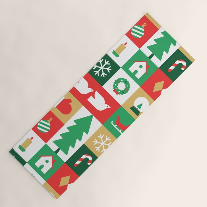 Christmas geometric mosaic art pattern Yoga Mat Gallery Image 1
