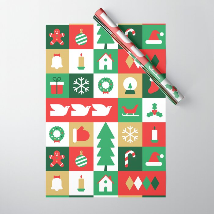 Christmas geometric mosaic art pattern Wrapping Paper Gallery Image 1