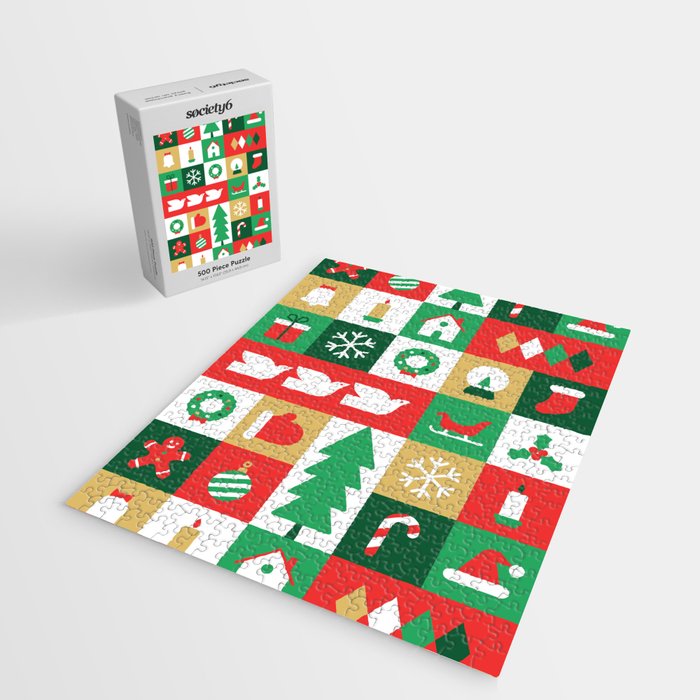 Christmas geometric mosaic art pattern Jigsaw Puzzle Gallery Image 2