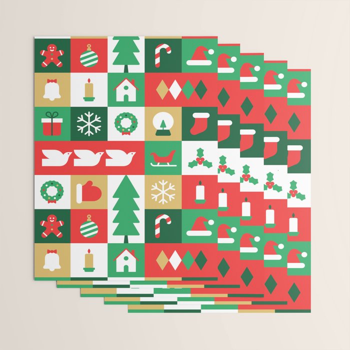 Christmas geometric mosaic art pattern Wrapping Paper Gallery Image 3