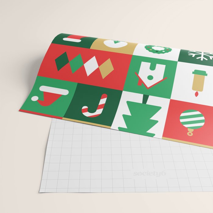 Christmas geometric mosaic art pattern Wrapping Paper Gallery Image 2