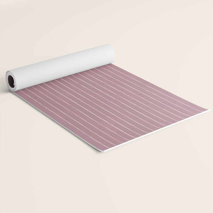 Romantic Botanica Coordinator - Thin Stripes in Rosewood Pink Yoga Mat Gallery Image 2
