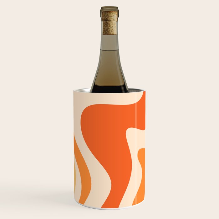 Tangerine Liquid Swirl Retro Abstract Pattern Wine Chiller Gallery Image 2