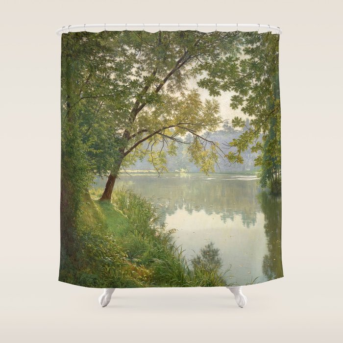 From Waters Edge - Landscape Painting Shower Curtain Gallery Image 1