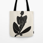 Sitting nude in black Tote Bag Gallery Image 1