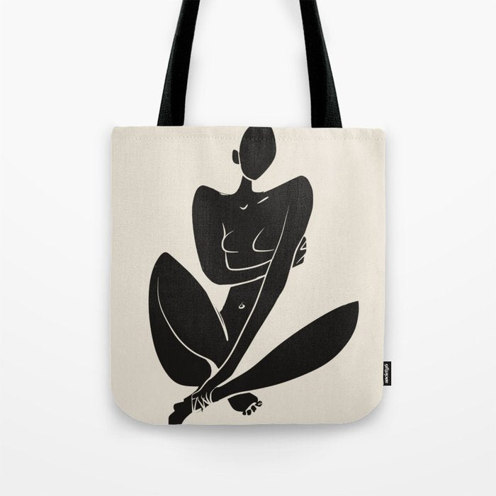 Sitting nude in black Tote Bag Gallery Image 1