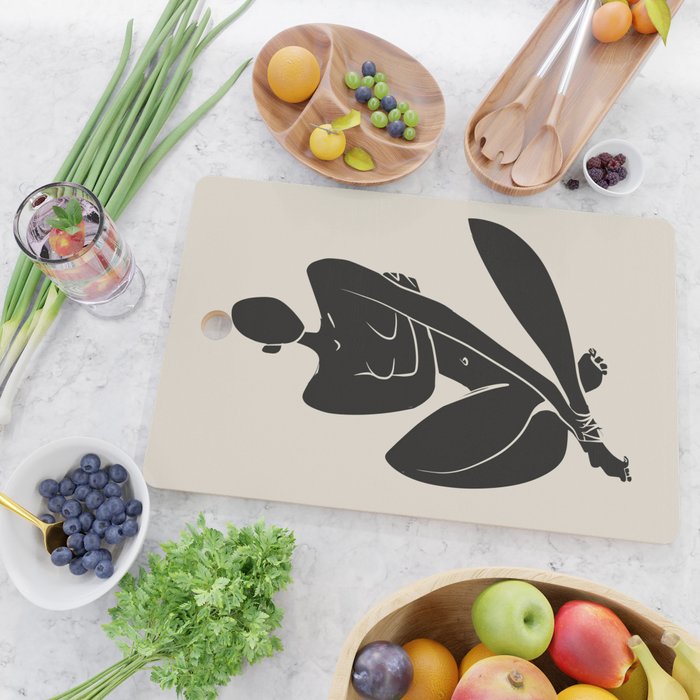 Sitting nude in black Cutting Board Gallery Image 2