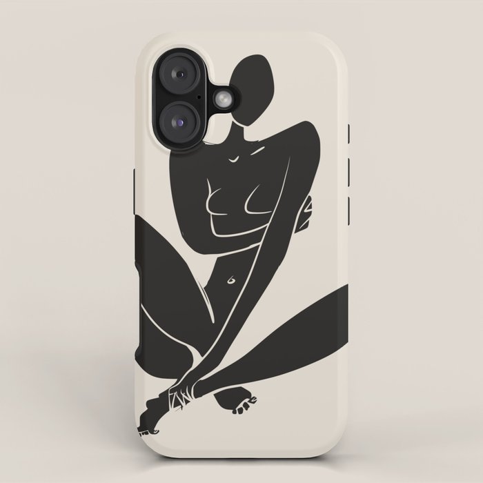 Sitting nude in black iPhone Case Gallery Image 1