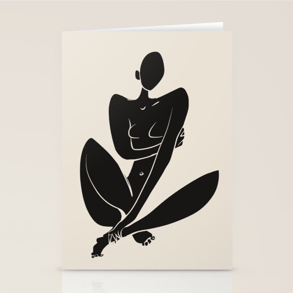 Sitting nude in black Stationery Card Gallery Image 2