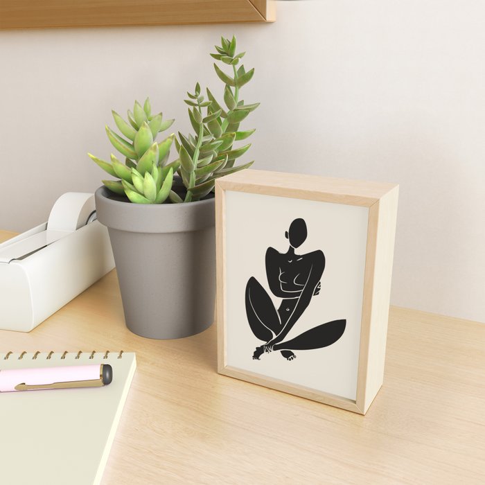 Sitting nude in black Mini Art Print Gallery Image 2