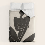Sitting nude in black Duvet Cover Gallery Image 6