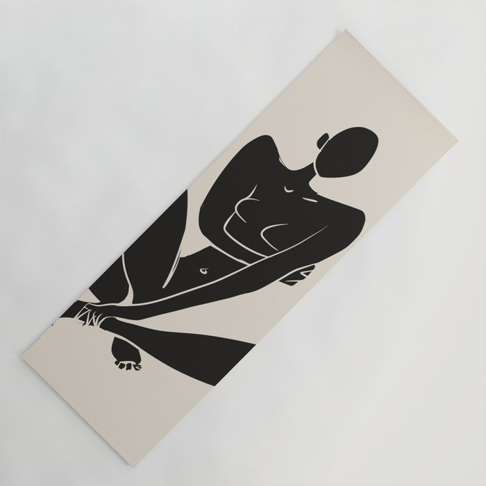 Sitting nude in black Yoga Mat Gallery Image 1
