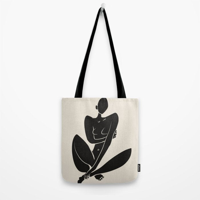 Sitting nude in black Tote Bag Gallery Image 2