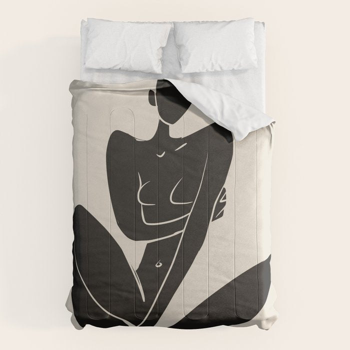 Sitting nude in black Comforter Gallery Image 6