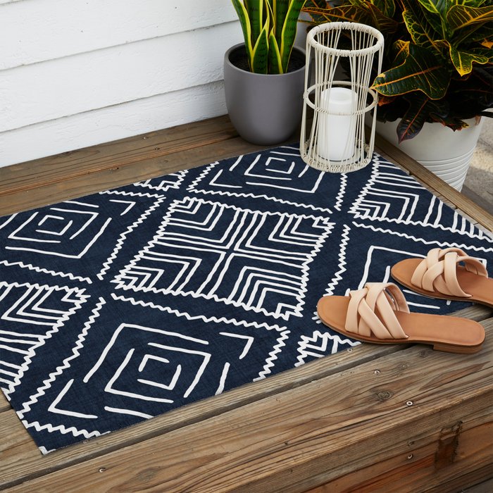 Beni in Navy Outdoor Rug Gallery Image 2
