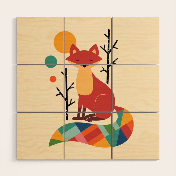 Rainbow Fox Wood Wall Art Gallery Image 1