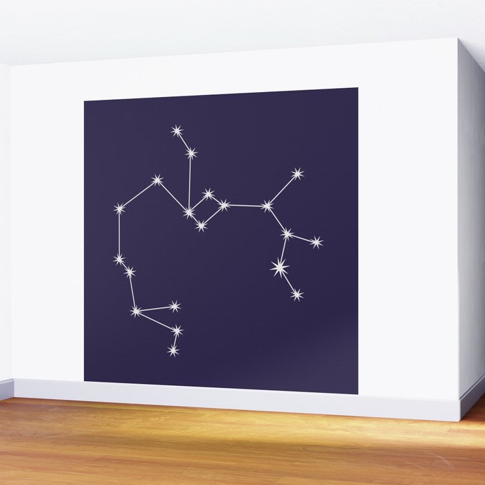 Sagittarius Zodiac Star Constellation Line Art Dark Purple Wall Mural Gallery Image 2