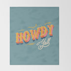Howdy Y'all | Yellow Orange Blue Throw Blanket Gallery Image 2