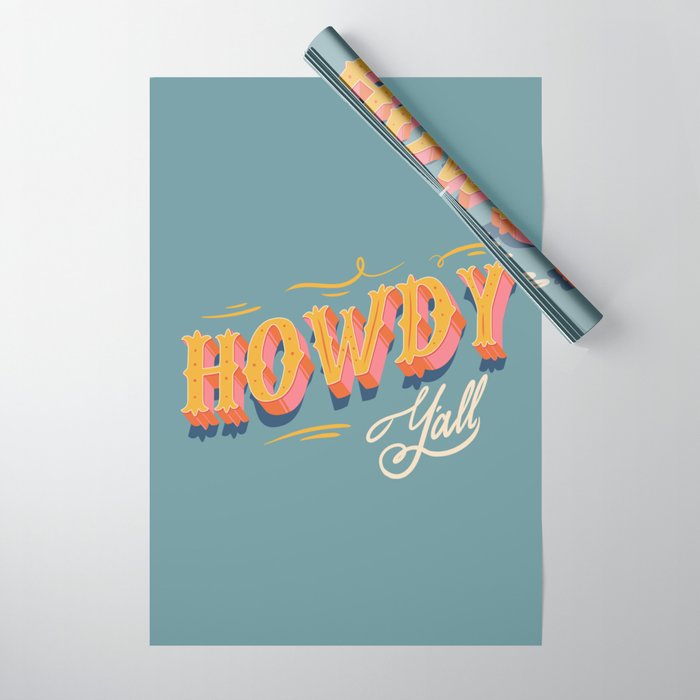 Howdy Y'all | Yellow Orange Blue Wrapping Paper Gallery Image 1