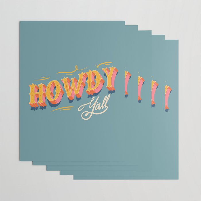 Howdy Y'all | Yellow Orange Blue Wrapping Paper Gallery Image 3