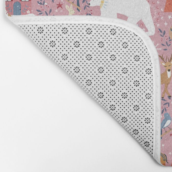Colorful Scandinavian festive holiday animals Bath Mat Gallery Image 2