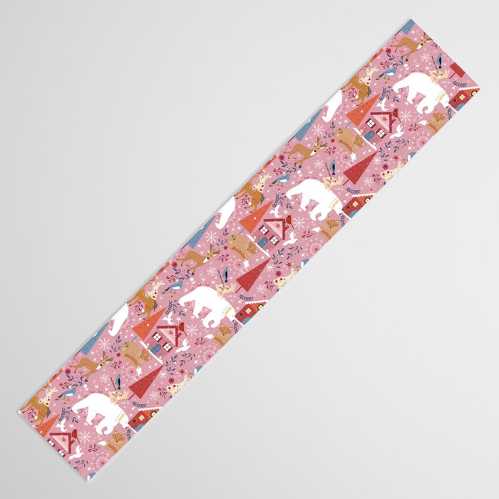 Colorful Scandinavian festive holiday animals Table Runner Gallery Image 3