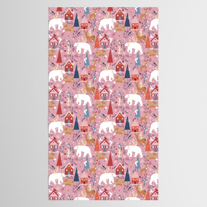 Colorful Scandinavian festive holiday animals Tablecloth Gallery Image 2