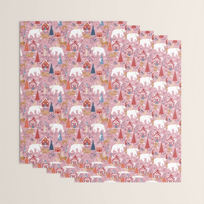 Colorful Scandinavian festive holiday animals Wrapping Paper Gallery Image 3