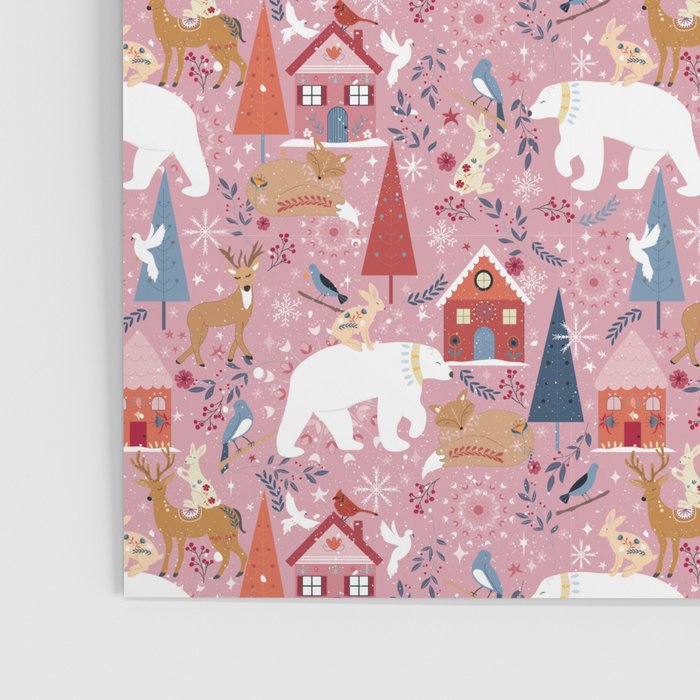 Colorful Scandinavian festive holiday animals Poster Gallery Image 3