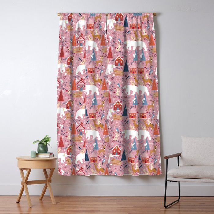 Colorful Scandinavian festive holiday animals Window Curtain Gallery Image 5
