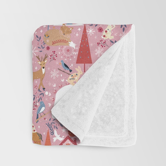 Colorful Scandinavian festive holiday animals Throw Blanket Gallery Image 3