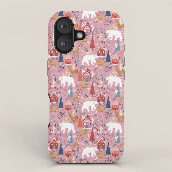 Colorful Scandinavian festive holiday animals iPhone Case Gallery Image 1