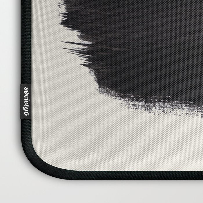 Mid Century Modern Minimalist Abstract Art Brush Strokes Black & White Ink Art Brush Strokes Laptop Sleeve Gallery Image 3