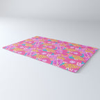 Bold Hibiscus Floral Hot Pink Summer Rug Gallery Image 3