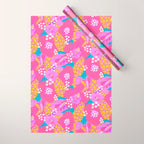 Bold Hibiscus Floral Hot Pink Summer Wrapping Paper Gallery Image 1