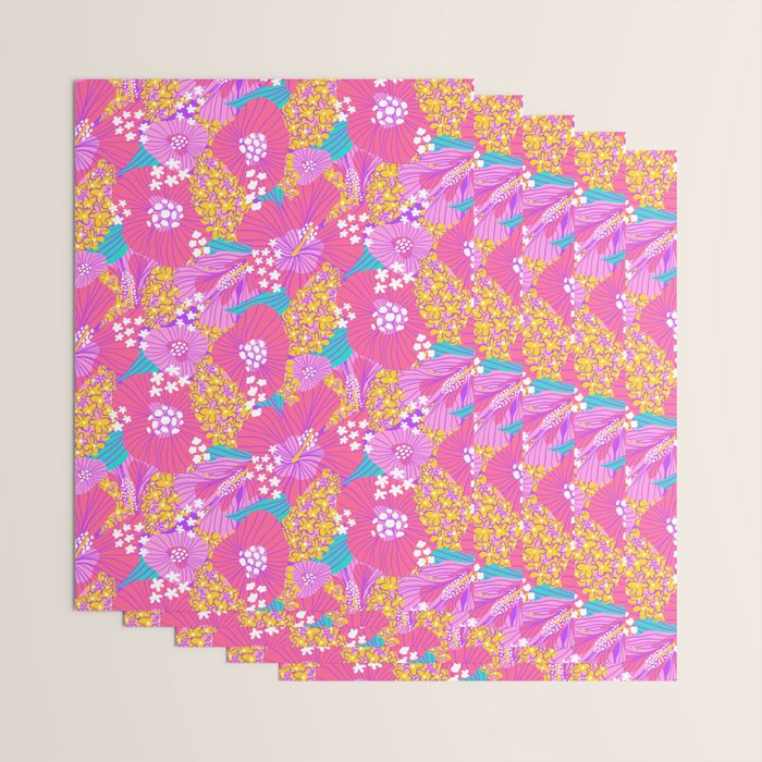 Bold Hibiscus Floral Hot Pink Summer Wrapping Paper Gallery Image 3