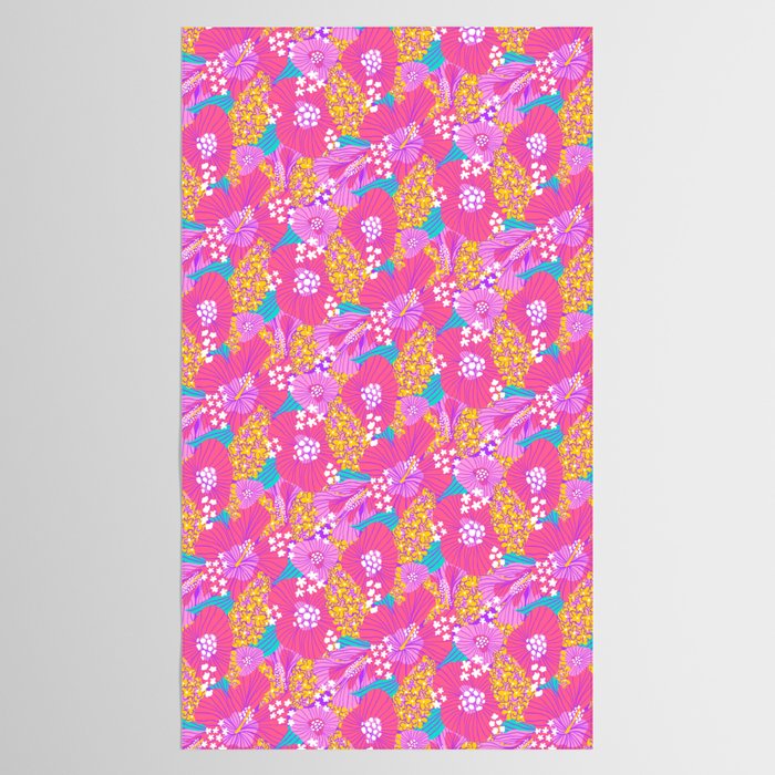 Bold Hibiscus Floral Hot Pink Summer Tablecloth Gallery Image 2