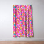 Bold Hibiscus Floral Hot Pink Summer Window Curtain Gallery Image 3