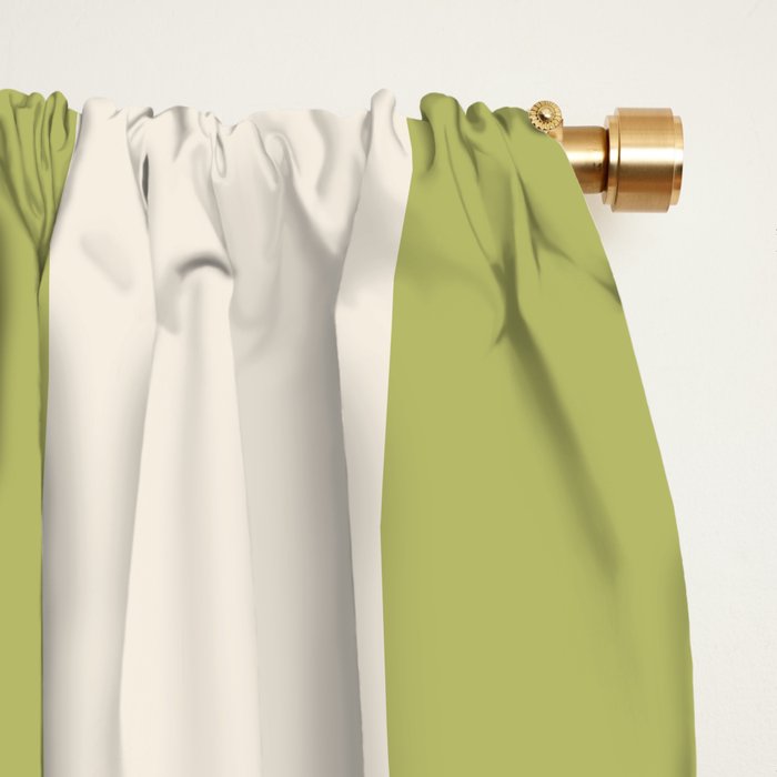 Duo II - Butter and Green Stripes Window Curtain Gallery Image 2