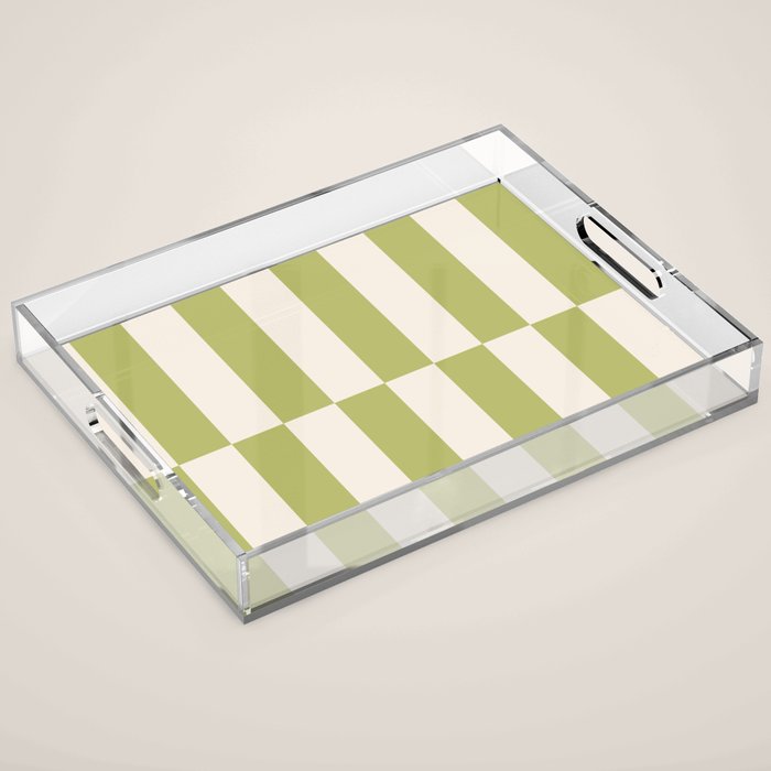 Duo II - Butter and Green Stripes Acrylic Tray Gallery Image 1