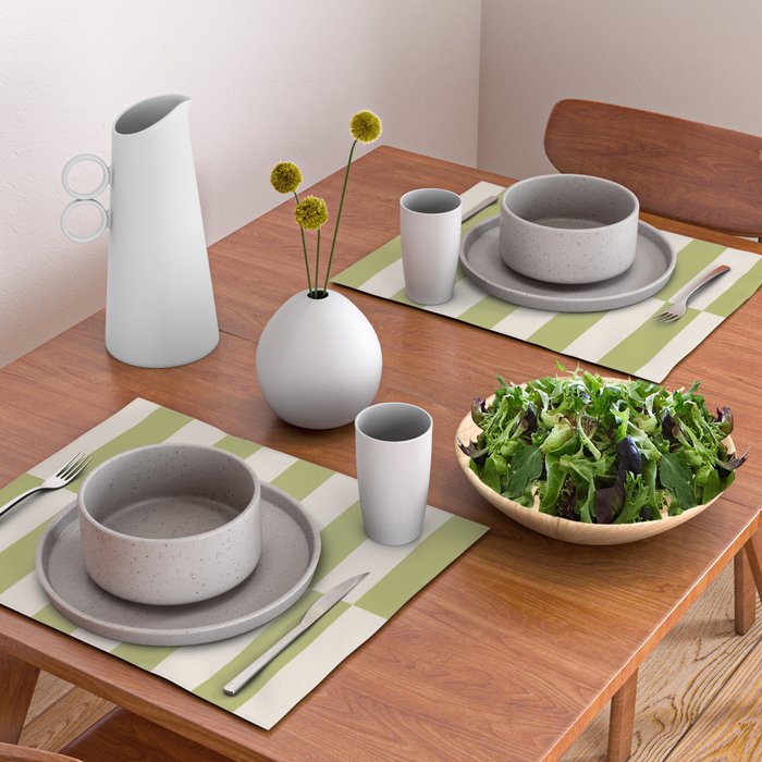 Duo II - Butter and Green Stripes Placemat Gallery Image 2