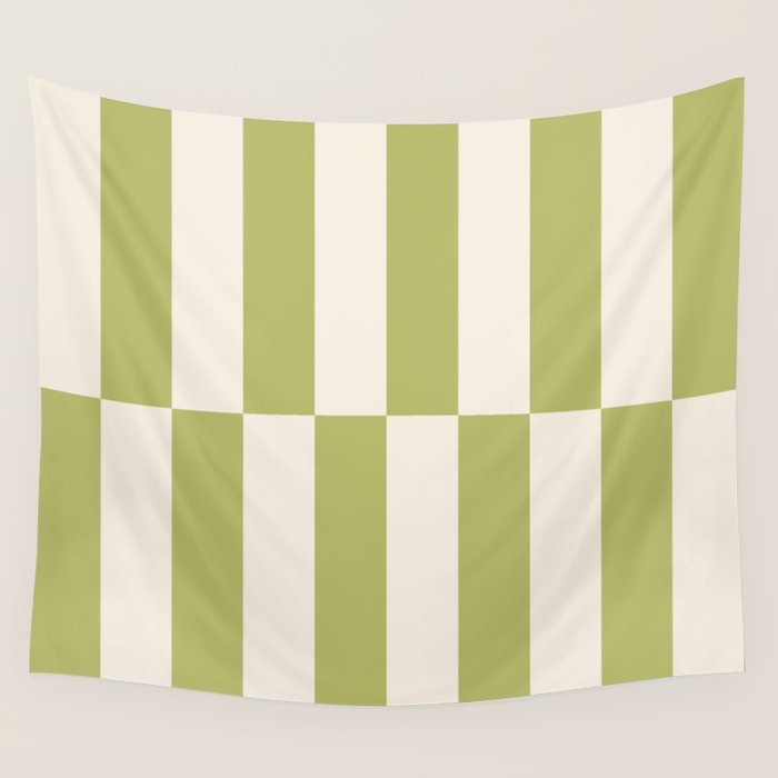 Duo II - Butter and Green Stripes Wall Tapestry Gallery Image 4