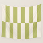 Duo II - Butter and Green Stripes Wall Tapestry Gallery Image 4