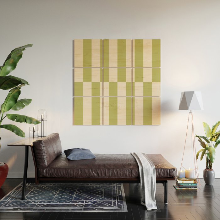 Duo II - Butter and Green Stripes Wood Wall Art Gallery Image 2