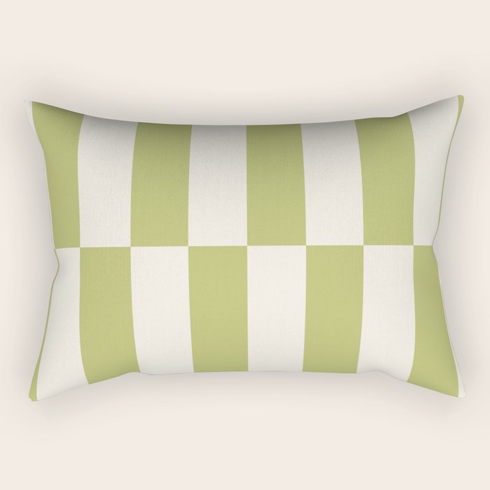 Duo II - Butter and Green Stripes Rectangular Pillow Gallery Image 2