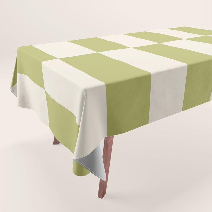 Duo II - Butter and Green Stripes Tablecloth Gallery Image 1
