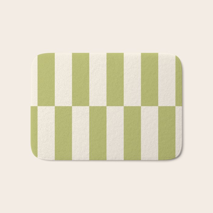 Duo II - Butter and Green Stripes Bath Mat Gallery Image 1
